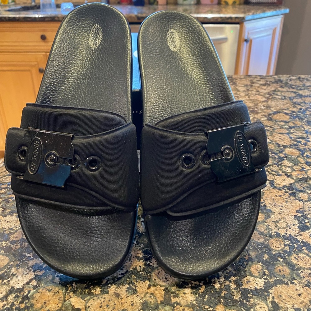 DR. SCHOLL'S Women's OG Pool Slides Poolside Black 10 in box like new